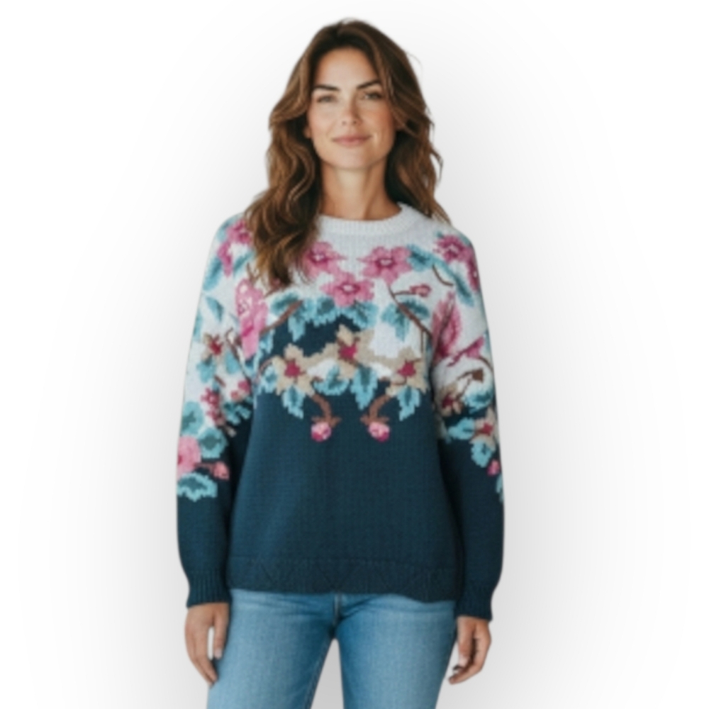 Vintage Lady Foot Locker Floral Sweater Size Small